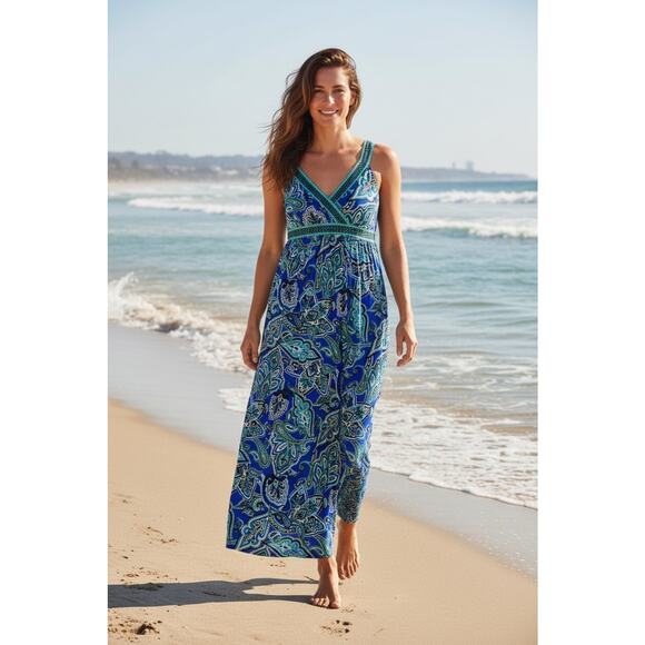 INC International Concepts Dresses & Skirts - INC International Concepts Dress Womens Petite M Blue Paisley Maxi Strappy Boho